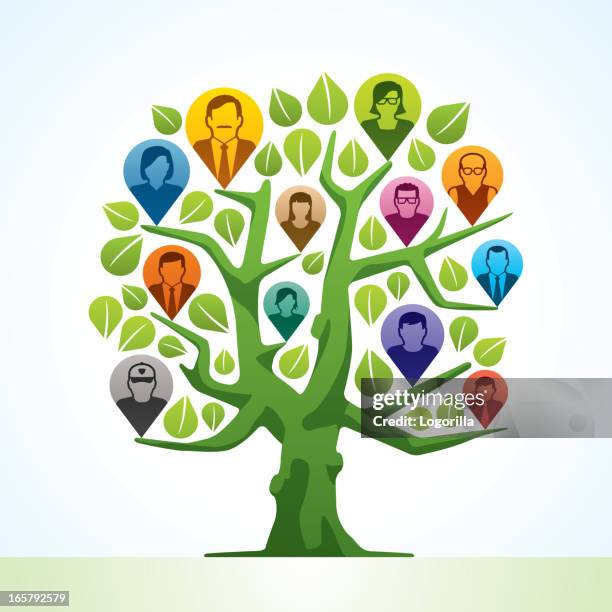 ilustraciones, imágenes clip art, dibujos animados e iconos de stock de árbol genealógico - árbol genealógico