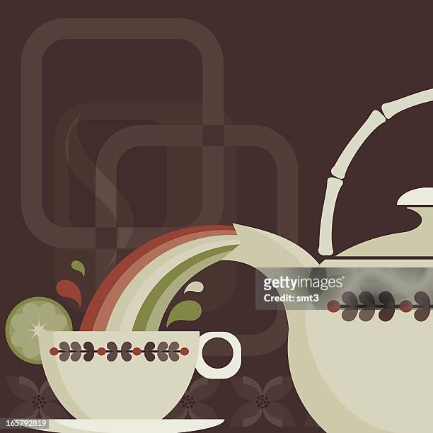 retro tea - teapot stock illustrations