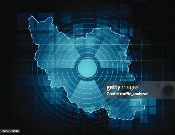 iran map - nuclear threat - iran stock illustrations