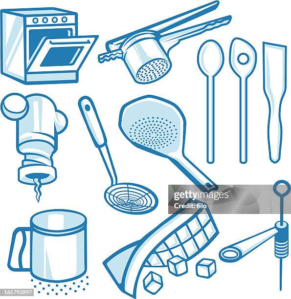 kitchen tools - ice cube tray stock illustrations