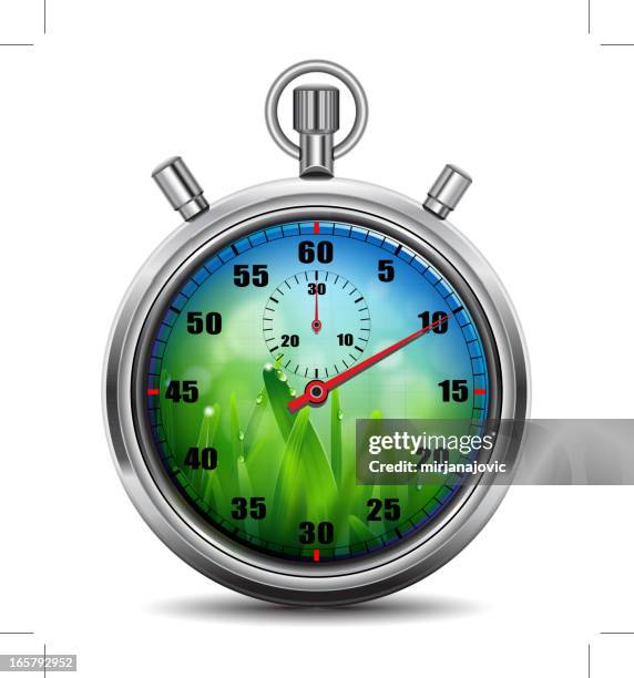 stopwatch - clock hands close up stock illustrations