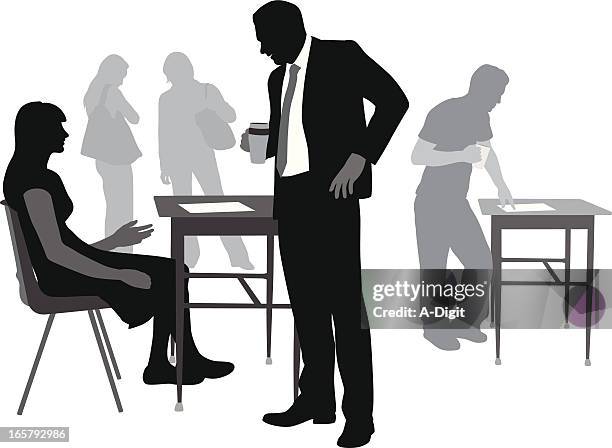 teacher'n student vector silhouette - man explaining stock illustrations