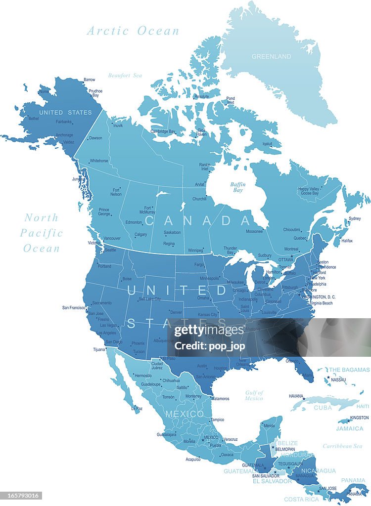 North America - highly detailed map