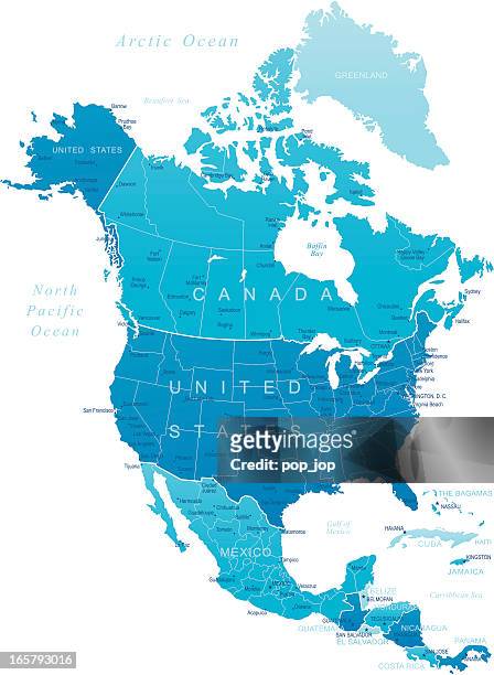 north america - highly detailed map - canada stock illustrations