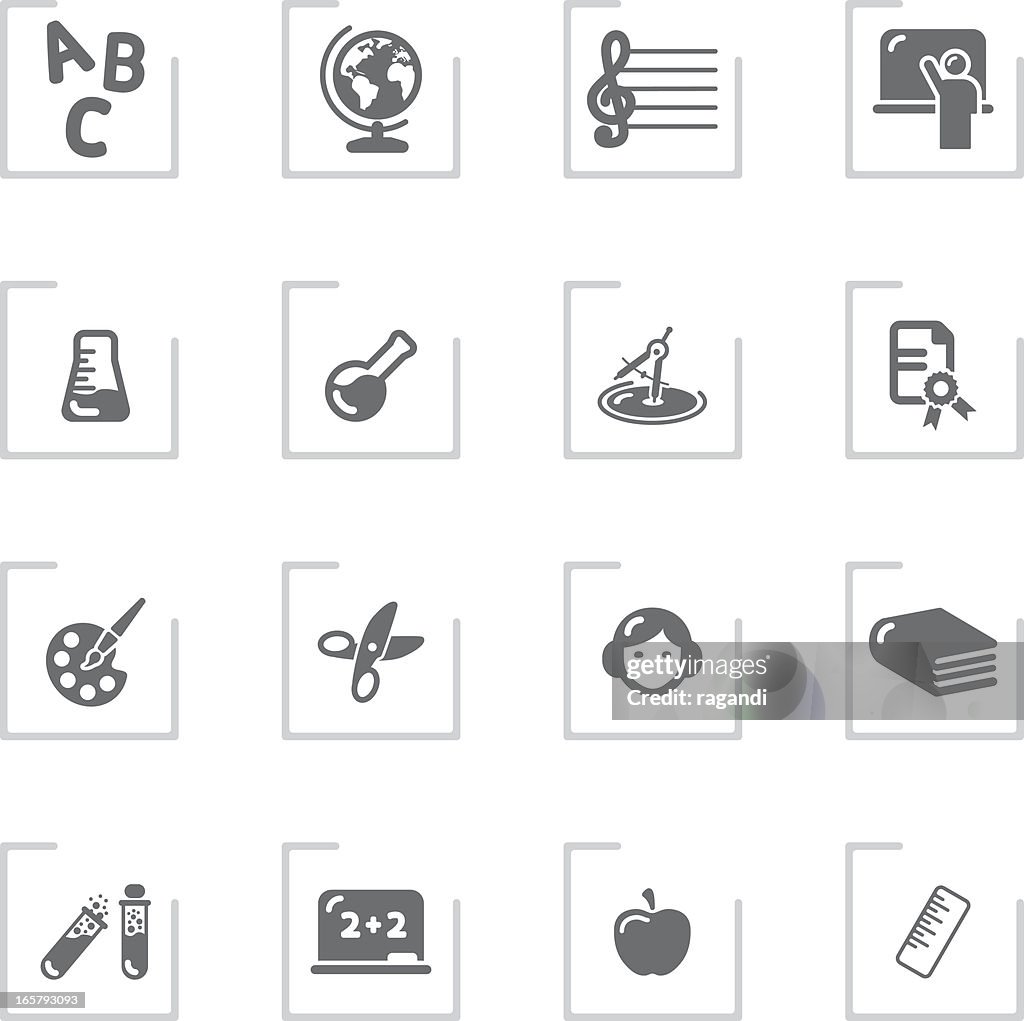 Education & Knowledge Icons | Framed Grey