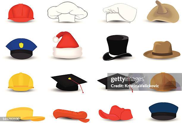 occupation hats - police hat stock illustrations