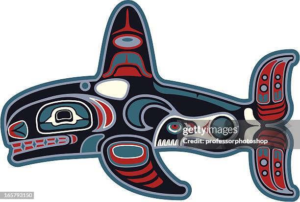 ilustrações, clipart, desenhos animados e ícones de nativos americanos de orcas - mitologia