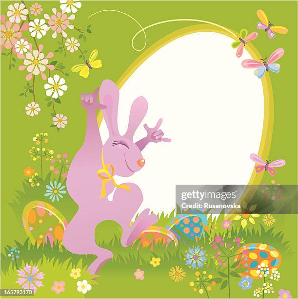 easter bunny invitation - easter grass frame stock illustrations