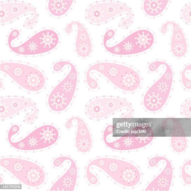 pink & white paisley pattern in a seamless repeat - paisley background stock illustrations
