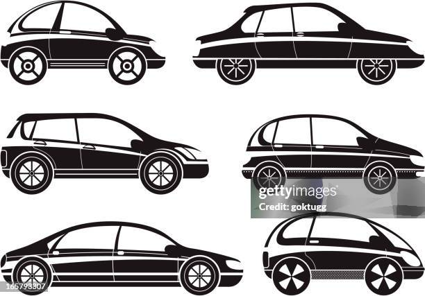 automobile icons set - sedan stock illustrations