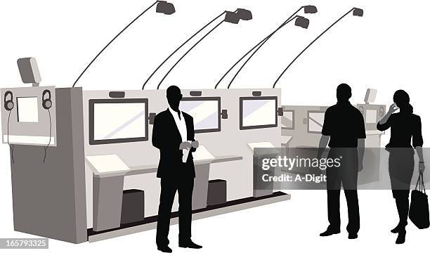 electronics industry vector silhouette - tradeshow stock illustrations