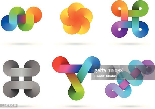 design-elemente/infinity-set mit farbverlauf - kreuz form stock-grafiken, -clipart, -cartoons und -symbole