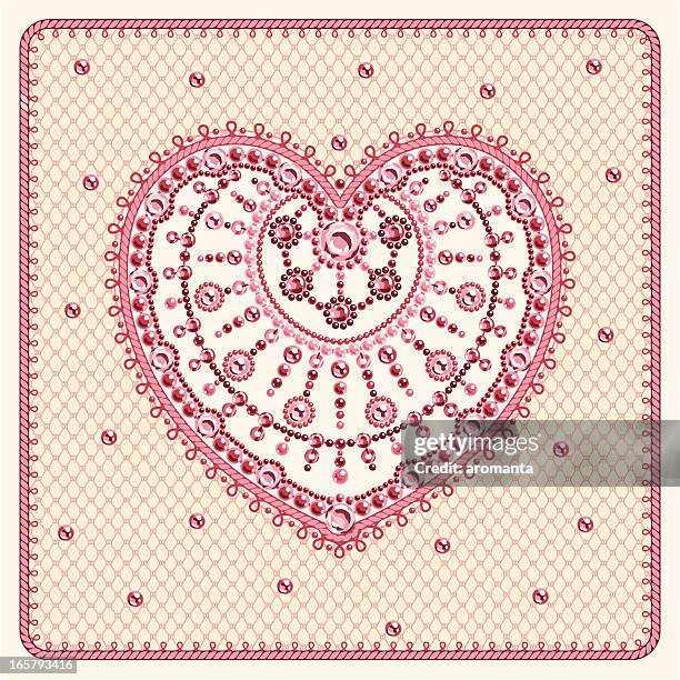 crystal heart - frilly background stock illustrations