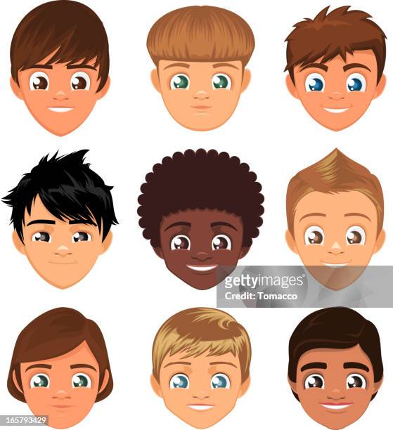 Avatar Avatars Little Boys Head Faces Profile Cartoon Character Set  High-Res Vector Graphic - Getty Images