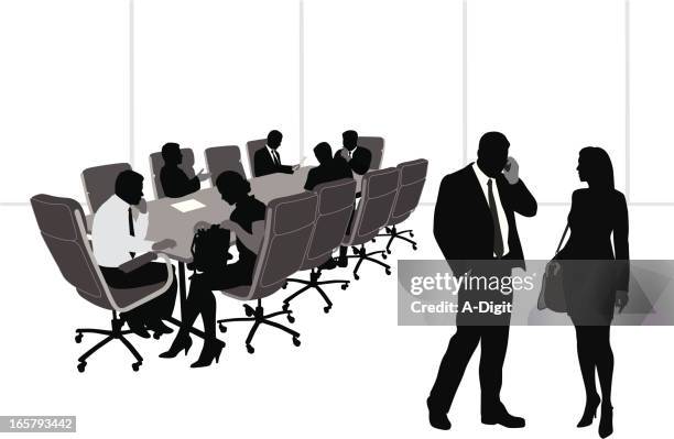 board of directors vector silhouette - phone ringing on table stock illustrations