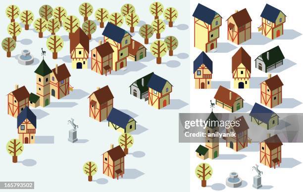 village houses - village stock illustrations