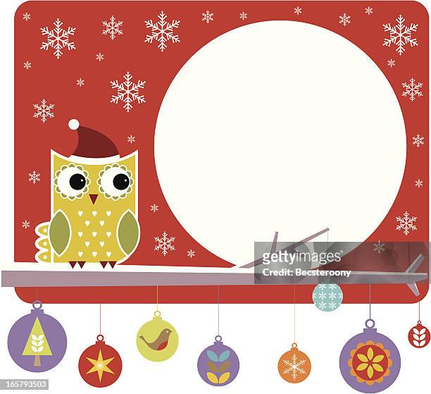 christmas owl - funny owl stock illustrations