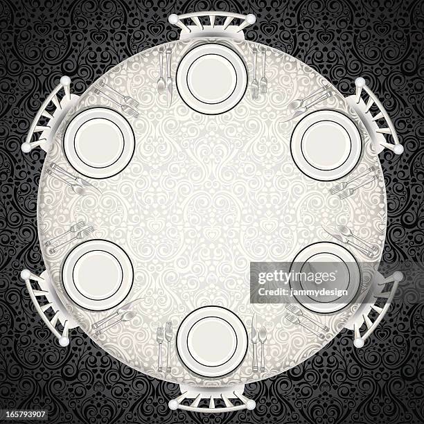 formal table setting - circle gala stock illustrations