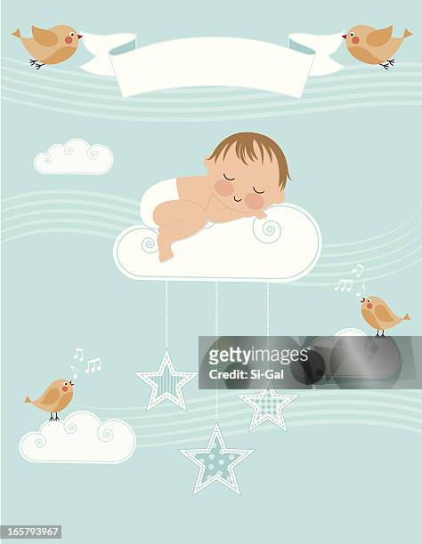 ilustraciones, imágenes clip art, dibujos animados e iconos de stock de anuncio del nacimiento de bebé niño - bebé