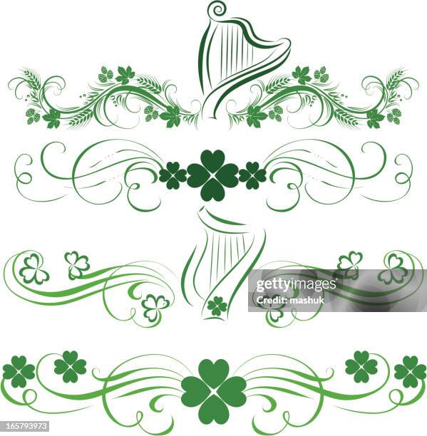 st patrick holiday elements - harp stock illustrations