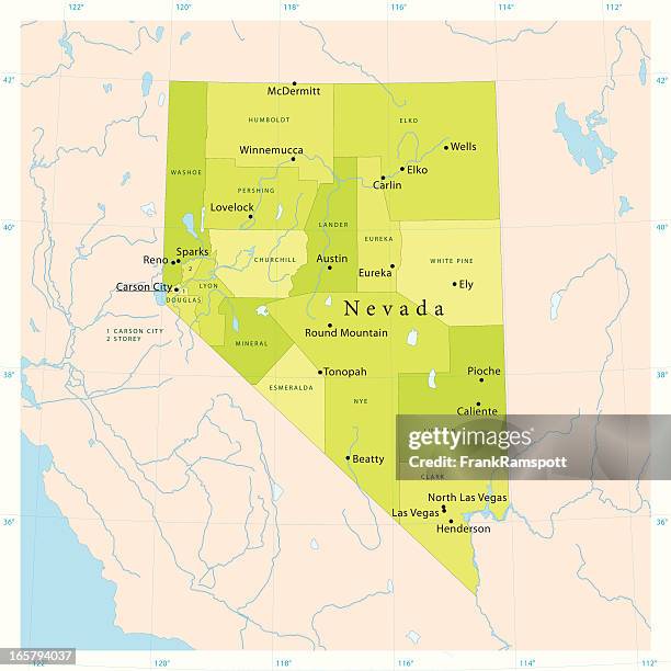 stockillustraties, clipart, cartoons en iconen met nevada vector map - californische sierra nevada