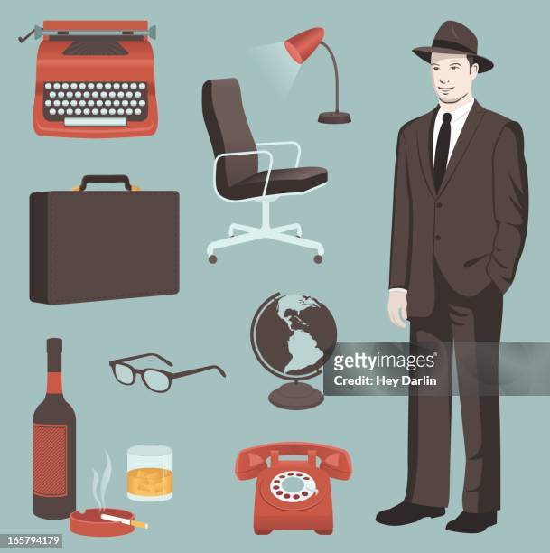 retro business elements - hands in pockets stock illustrations