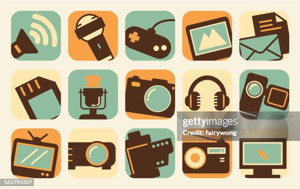communication and media icons - gaming headset stock illustrations