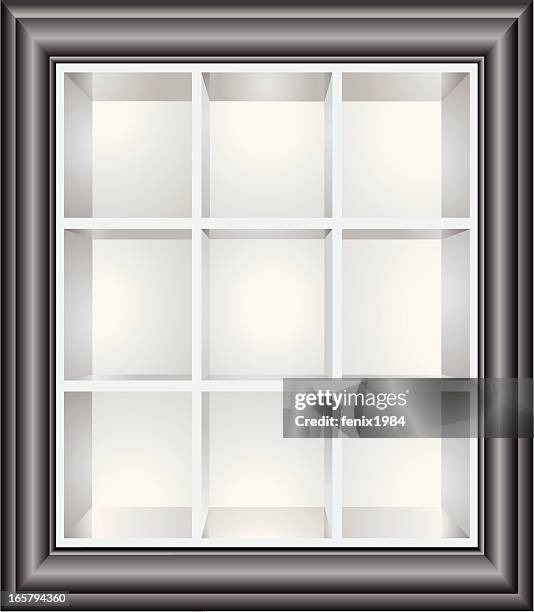 shelving in artistic frame - bookshelf background stock illustrations