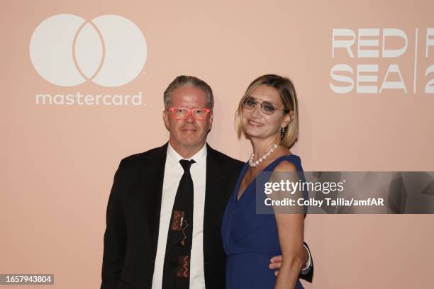 Ernst Knam and Alessandra Mion attend the amfAR Gala Venezia 2023 presented by Mastercard and Red Sea International Film Festival on September 03,...