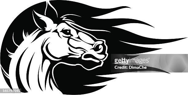 bildbanksillustrationer, clip art samt tecknat material och ikoner med horse head - mustang wild horse