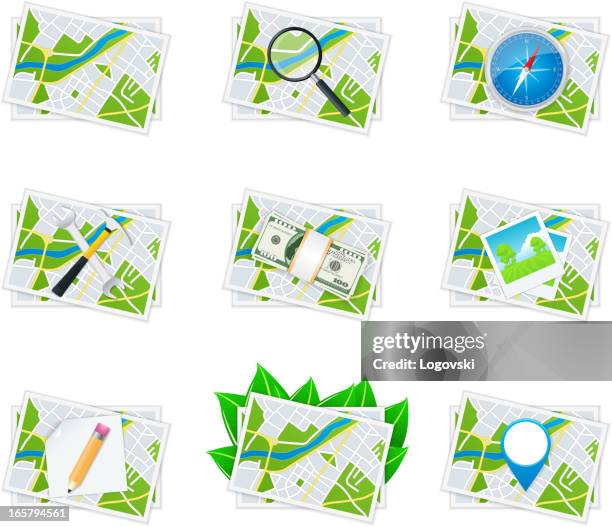 map icons - compass icon button vector stock illustrations