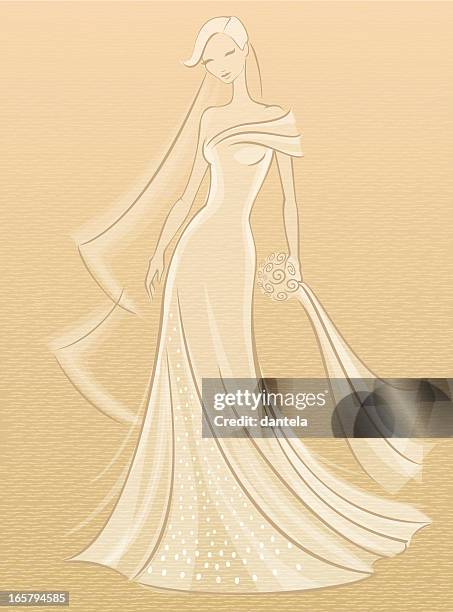 braut skizze - wedding dress stock-grafiken, -clipart, -cartoons und -symbole