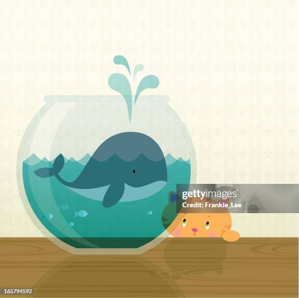 big fish in a small pond - fish tank stock illustrations