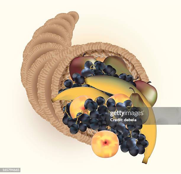 cornucopia - horn of plenty - cornucopia isolated stock illustrations