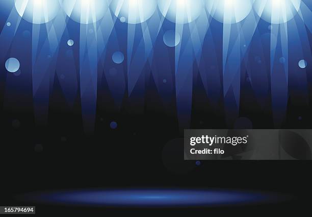 ilustrações, clipart, desenhos animados e ícones de azul luzes do palco - luz de palco