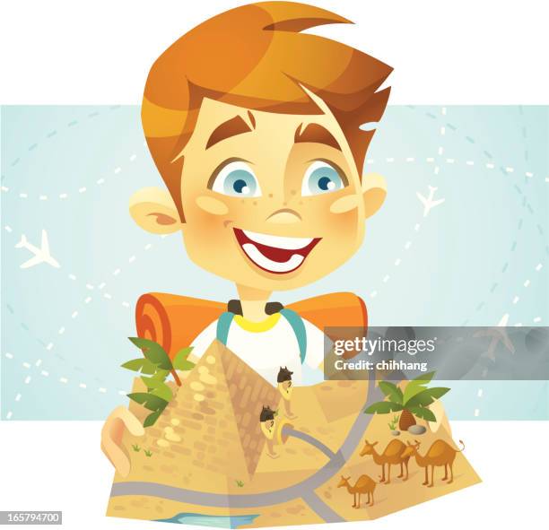 adventure traveller (desert) - child imagination stock illustrations