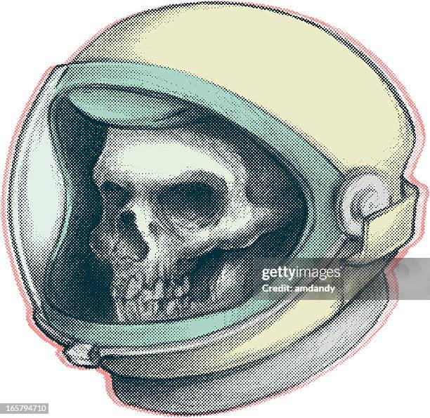 skull astronaut - skull helmet stock illustrations