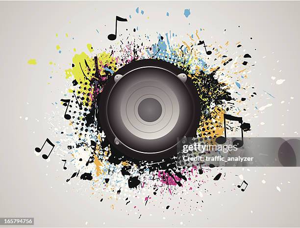 abstract music background - music speaker stock illustrations