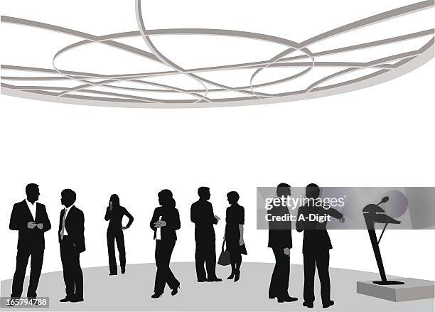 stockillustraties, clipart, cartoons en iconen met seminar vector silhouette - conventiecentrum