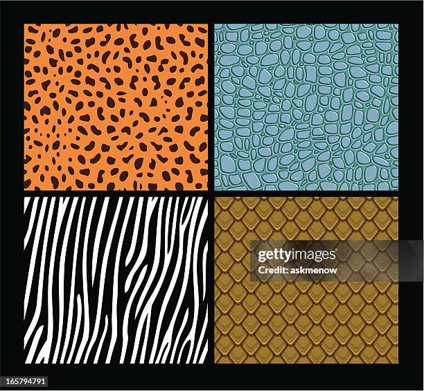 seamless exotic animals skin patterns - cheetah zebras stock illustrations