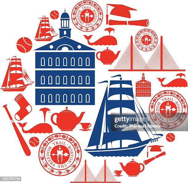 ilustrações, clipart, desenhos animados e ícones de ícone montagem de boston - boston massachusetts