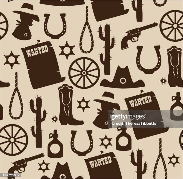 ilustrações de stock, clip art, desenhos animados e ícones de western sem costura padrão - horseshoe