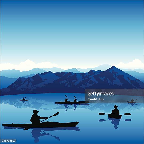 stockillustraties, clipart, cartoons en iconen met kayaking background - canoeing and kayaking