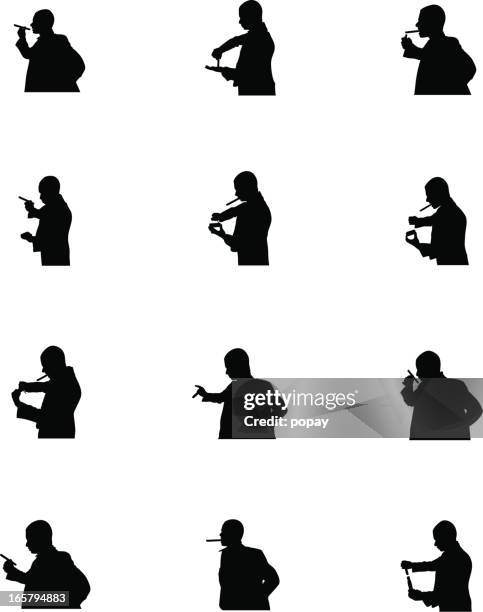 smoking men - cigar ash stock illustrations