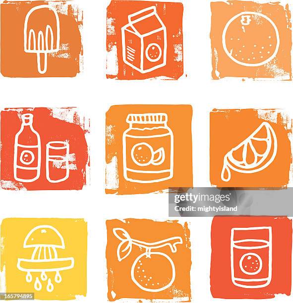 orange fruit icon blocks - marmalade stock illustrations