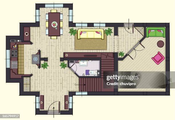 house plan - kitchen blueprint stock illustrations
