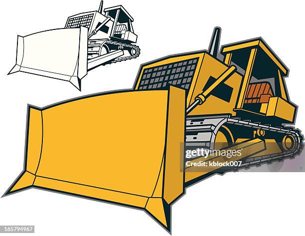 bulldozer - earth mover stock illustrations