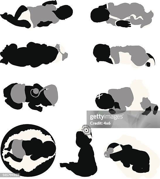 ilustraciones, imágenes clip art, dibujos animados e iconos de stock de linda bebés - multiple exposure