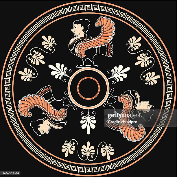 siren circle pattern - medallion stock illustrations