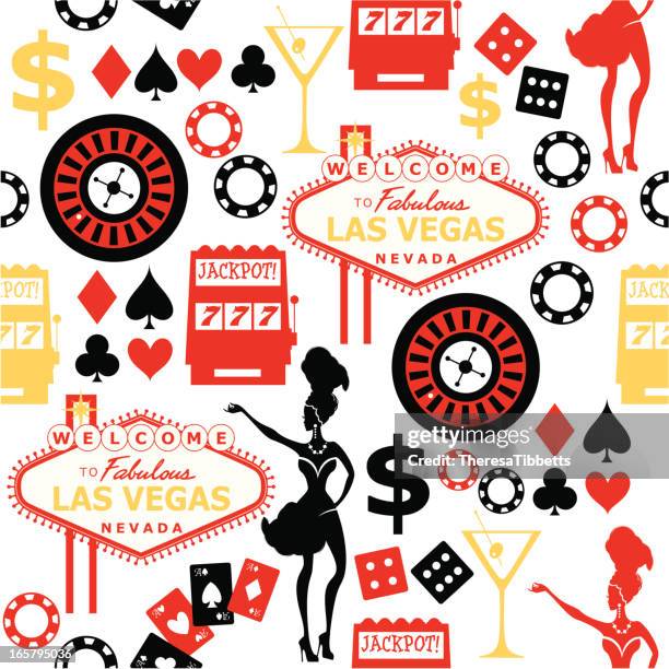 illustrazioni stock, clip art, cartoni animati e icone di tendenza di seamless pattern di las vegas - las vegas